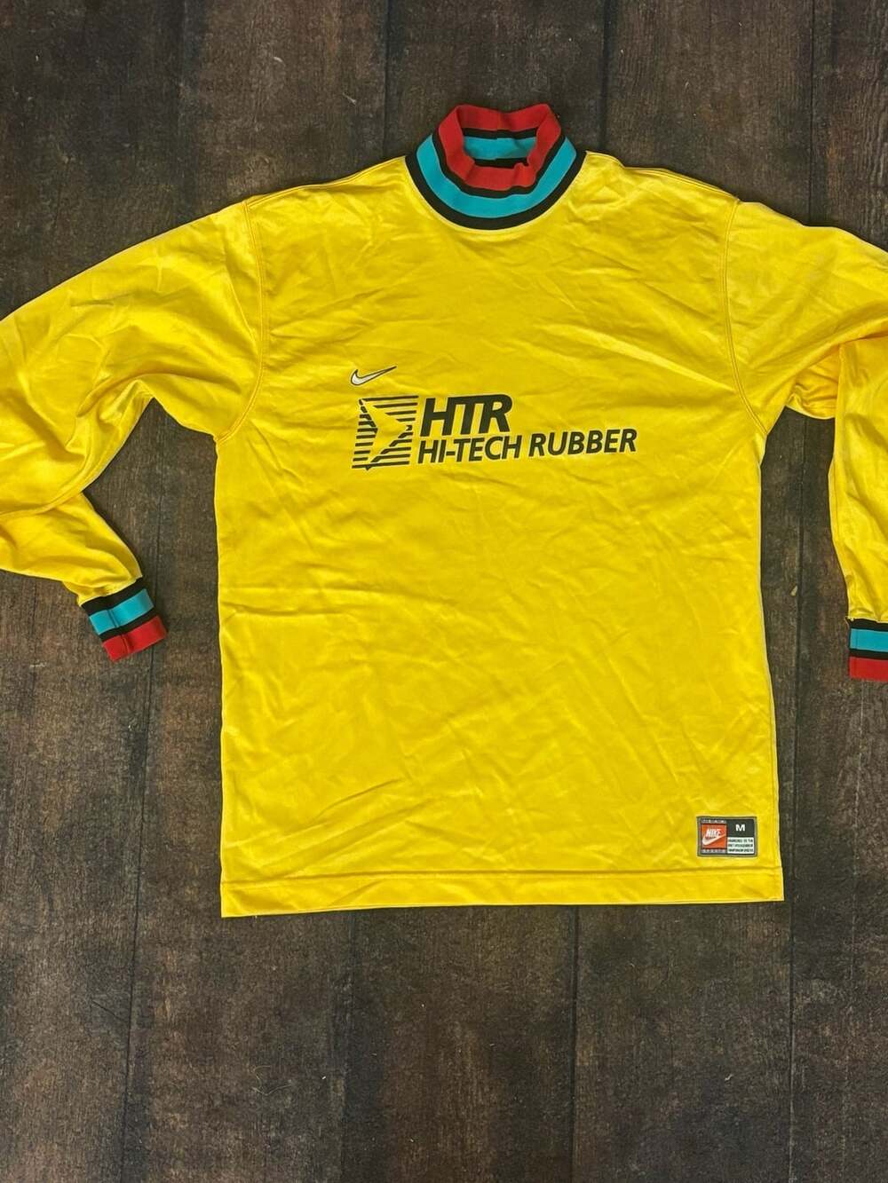 Nike HTR Hi-Tech Rubber Long Sleeve Soccer Jersey Size M Yellow